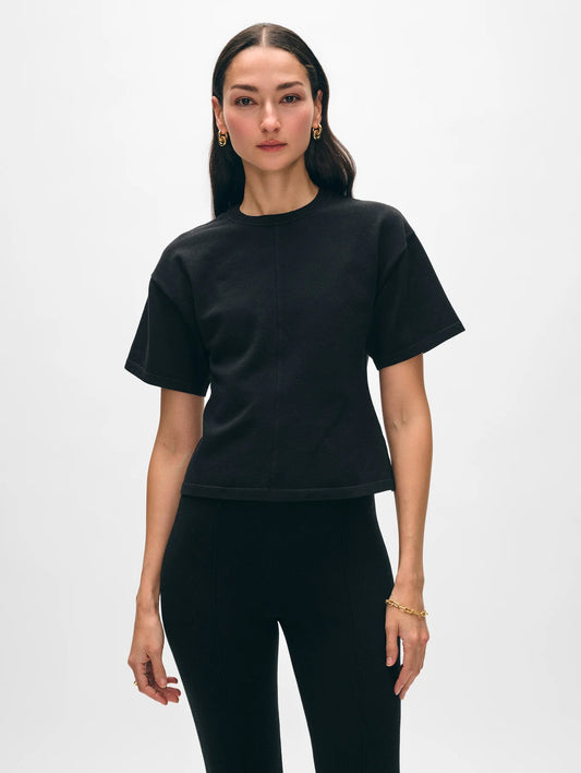 White + Warren Superfine Organic Cotton Waisted TShirt Black