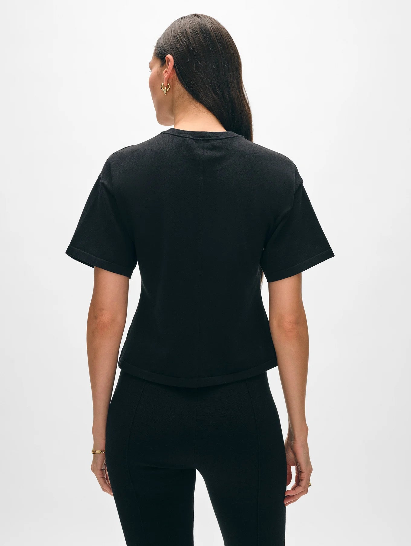 White + Warren Superfine Organic Cotton Waisted TShirt Black