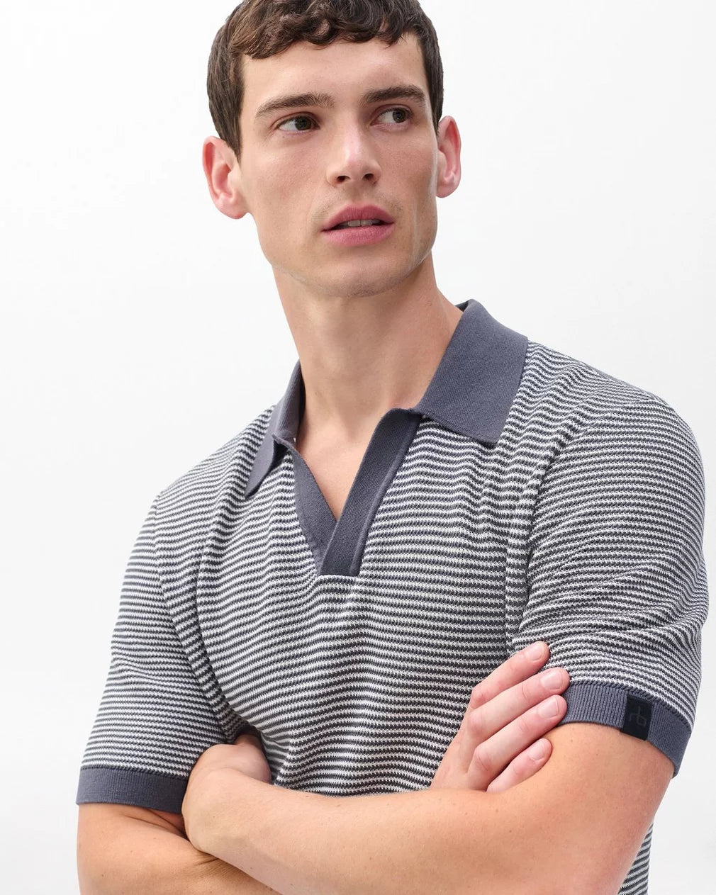 Rag & Bone Harvey Chevron Johnny Polo Wet Iron