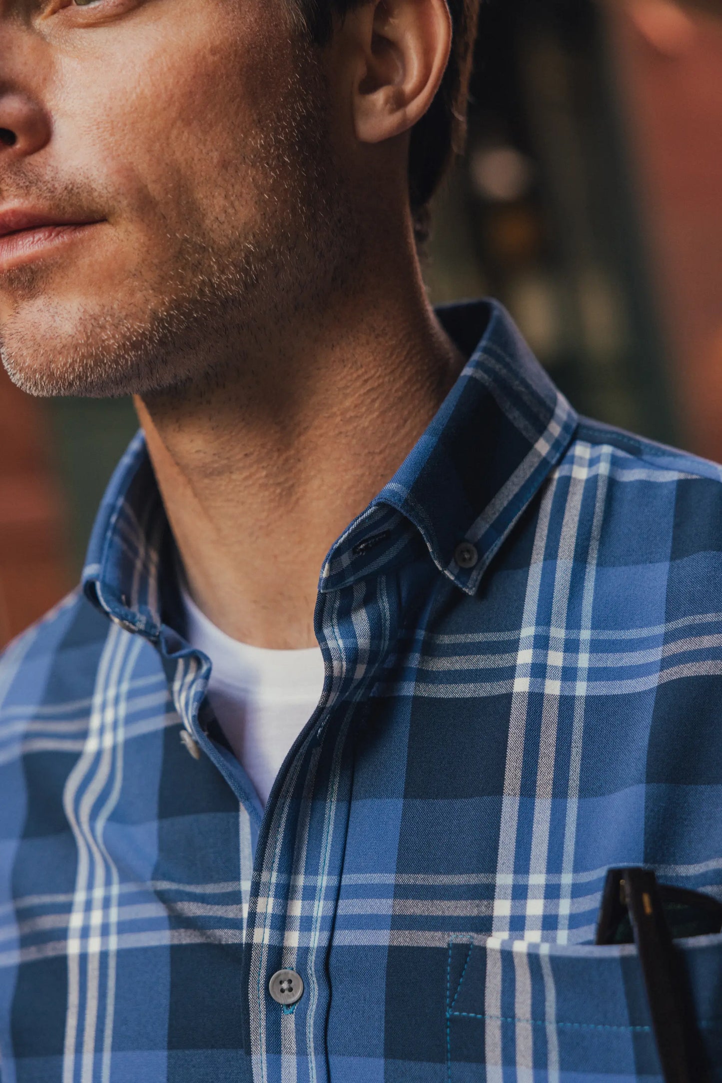 Mizzen + Main City Flannel Denim Blue William Plaid