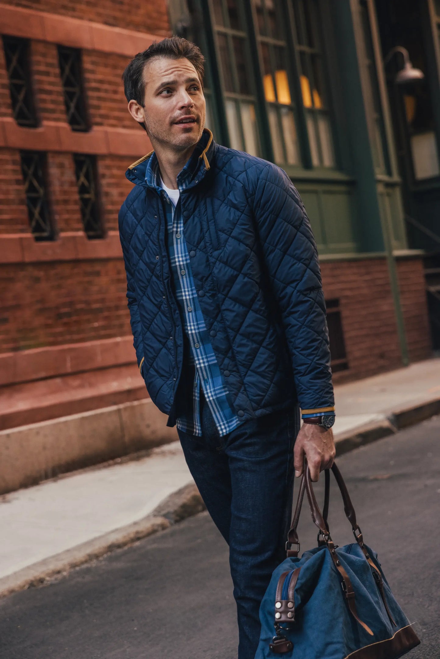 Mizzen + Main City Flannel Denim Blue William Plaid