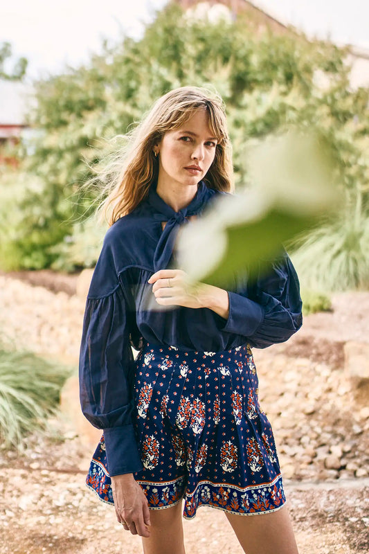 Hunter Bell Willa Short Fall Floral Navy
