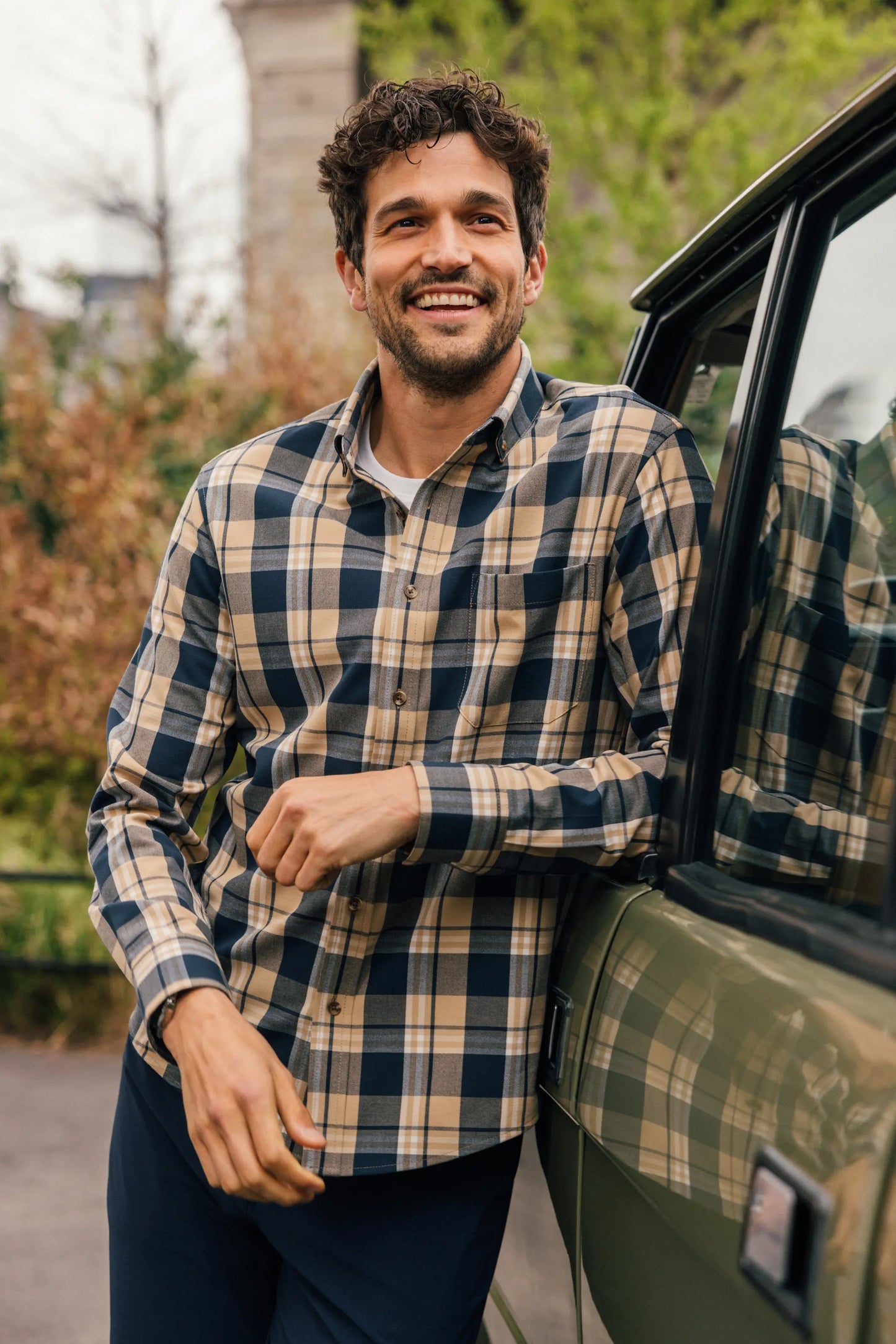 Mizzen + Main City Flannel LS Khaki William Plaid