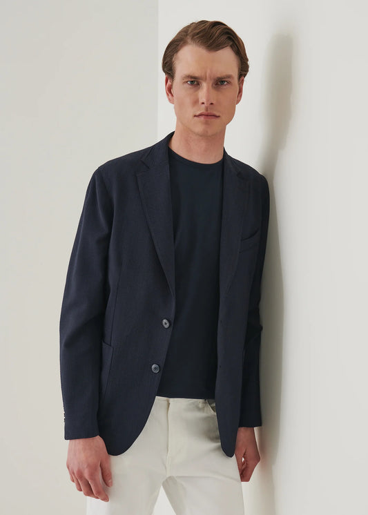 Patrick Assaraf 2BTN Wool Stretch Blazer Midnight