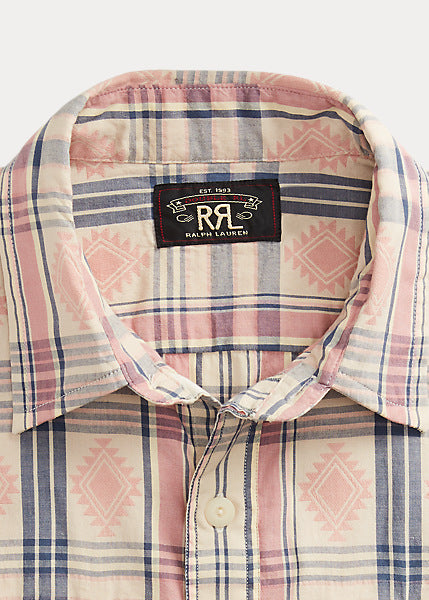 RRL SS Cotton Madras Flaid Farrell Shirt Blue/Multi