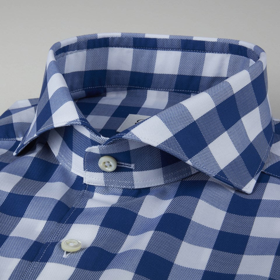 Stenstroms Fitted Shirt Wht/Blue Check 163