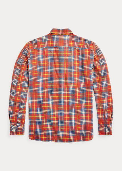 RRL LS Vintage Twill Plaid Farrell Workshirt Red/Blue