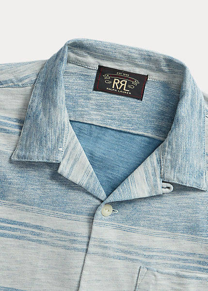 RRL SS Striped Indigo Jersey Camp Shirt Indigo/Cream