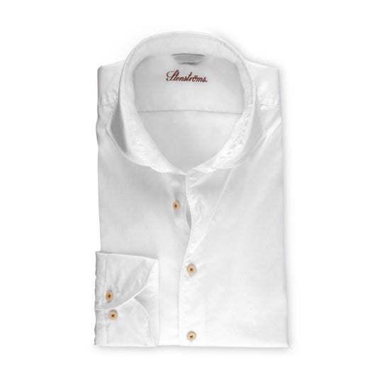 Stenstroms Fitted Casual White Twill Shirt 000